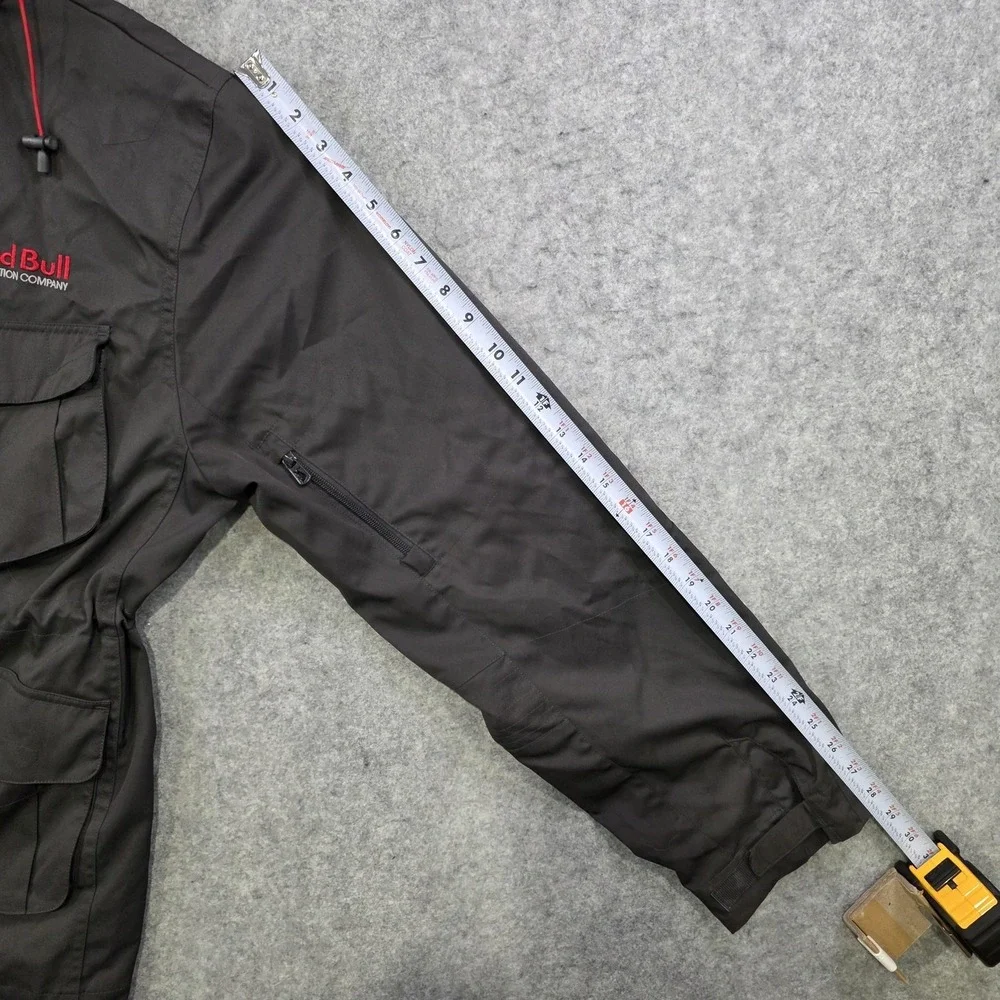 Red Bull Jacket Mens Medium Black Hooded Parka Softshell GIVES YOU WINGS Utility
